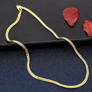 18K Gold Necklace Full Sideways 6MM Chain UNISEX Necklace Women and Men